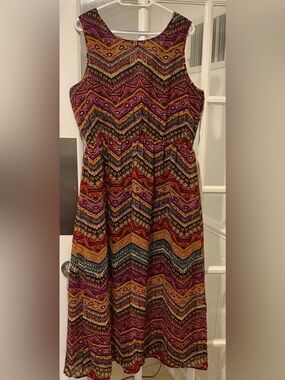 Speed Control Brand Multicolor Chevron Print Sleeveless Maxi Dress